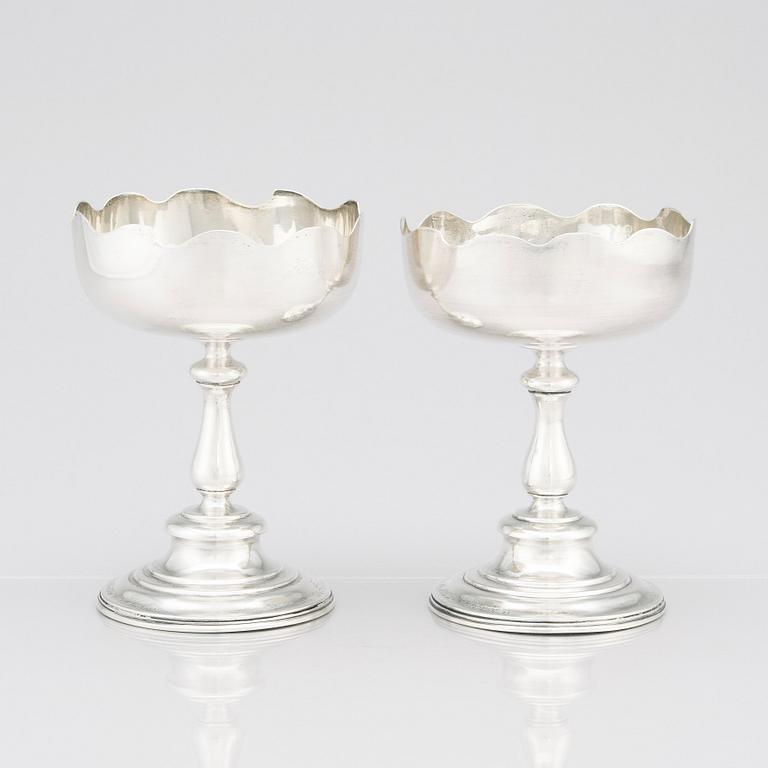 A pair of silver beaker/chalice. Assay master mark of Ivan Lebedkin, Moscow 1899-1908.