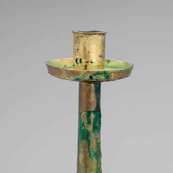 LJUSSTAKE, trä, mässing, 1800-tal.