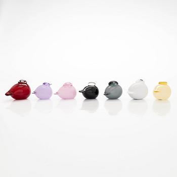 Oiva Toikka, A set of seven glass birds, 'Puffball', signed O. Toikka Nuutajärvi.