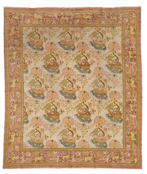 196. A carpet, a semi-antique Spanish, probably Madrid, ca 289,5-293 x 251-254 cm (as well as ca 1-2 cm flat weave at the.