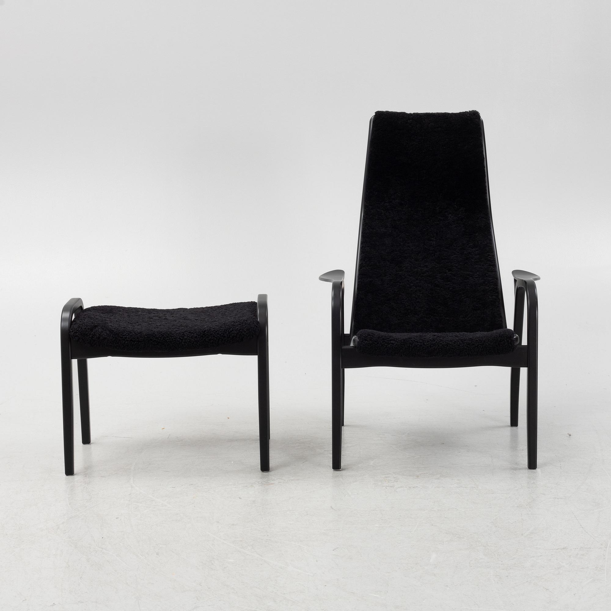 Yngve Ekström, a 'Lamino' armchair with stool, Swedese, Sweden, 2019.