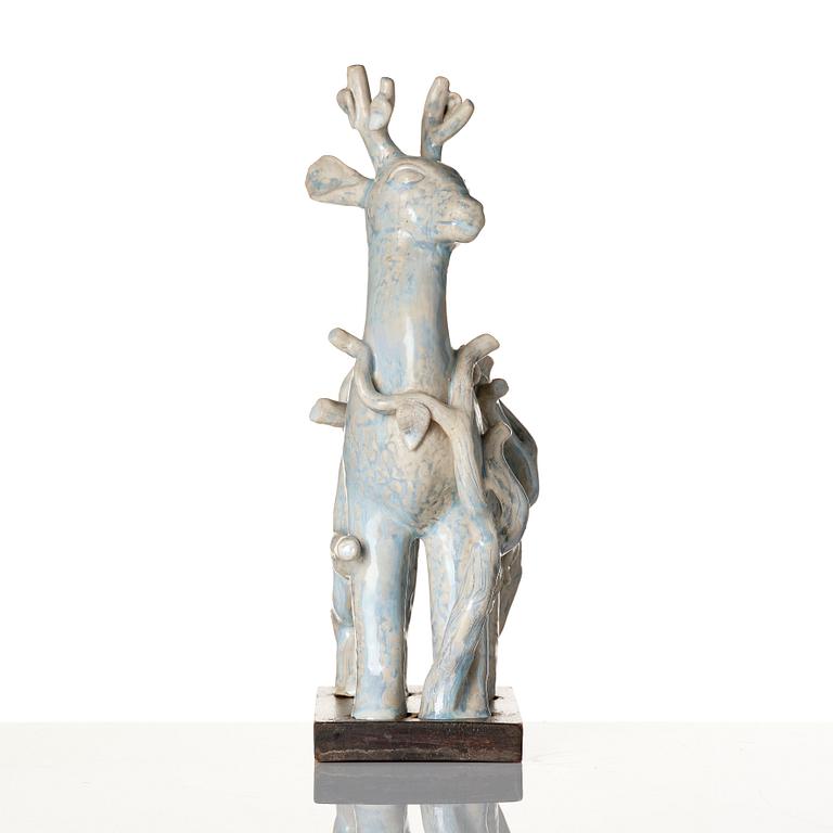 Stig Lindberg, a stoneware sculpture of a deer, Gustavsberg studio, Sweden 1940's.