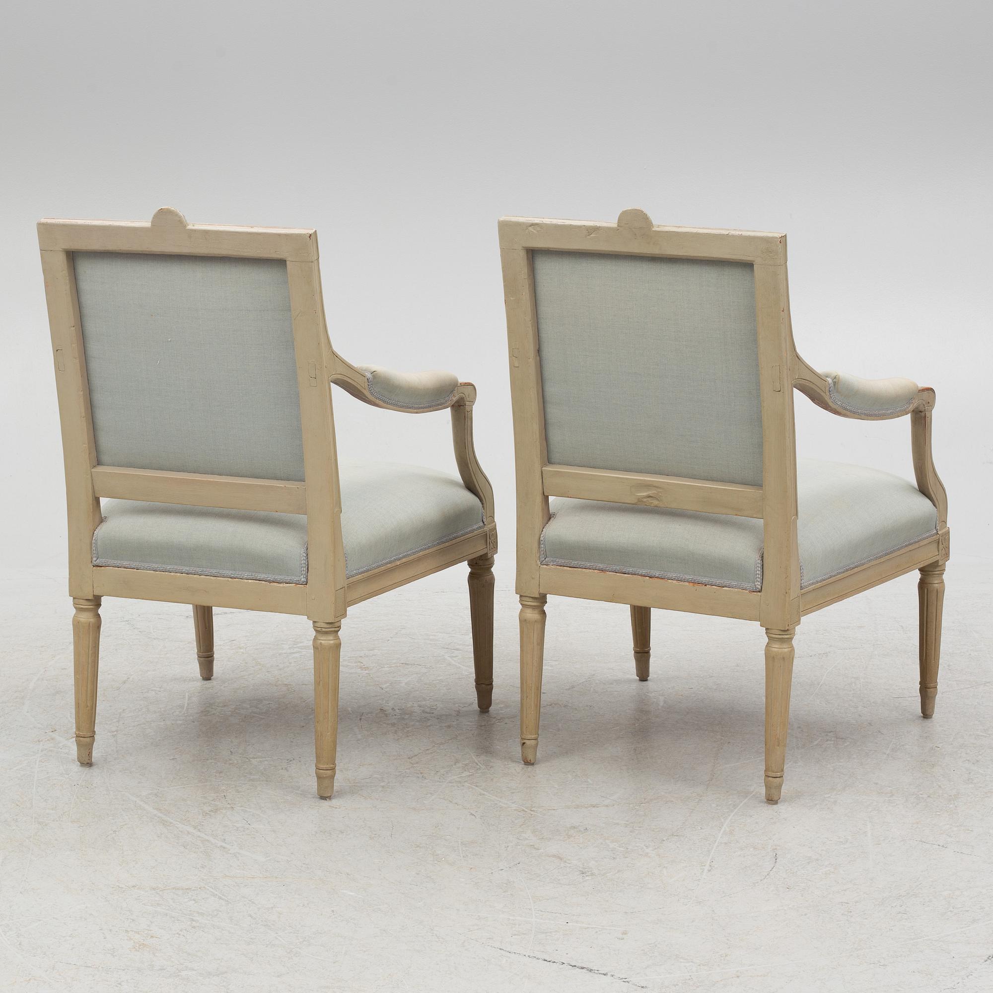 Armchairs, a pair, Gustavian style, 19th century.