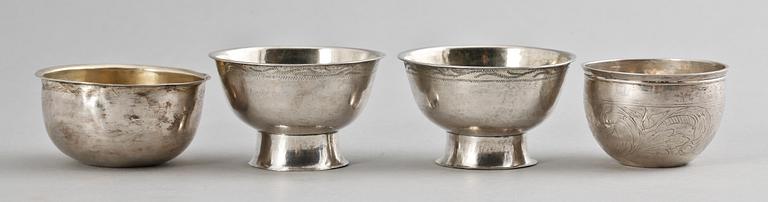 TUMLARE, 4 st, silver, bl a CP Modin, Sundsvall, 1788. Tot ca 65 gr.