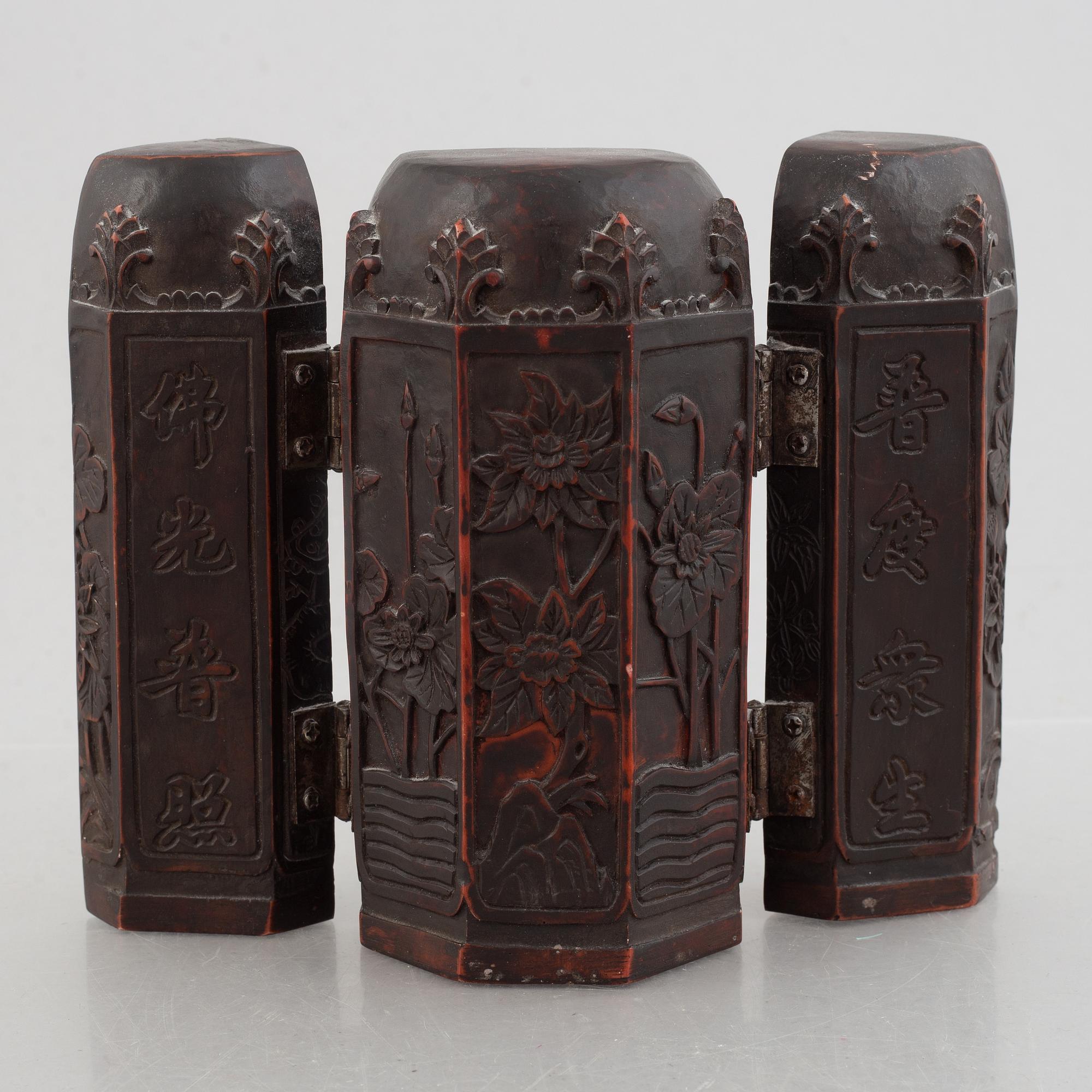 A Tang-style travel shrine, lacquered hardwod, China, early 20th century.