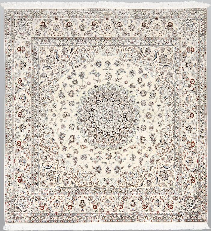 Rug, Nain, part silk, so-called 4 LAA, approx. 207 x 194 cm.