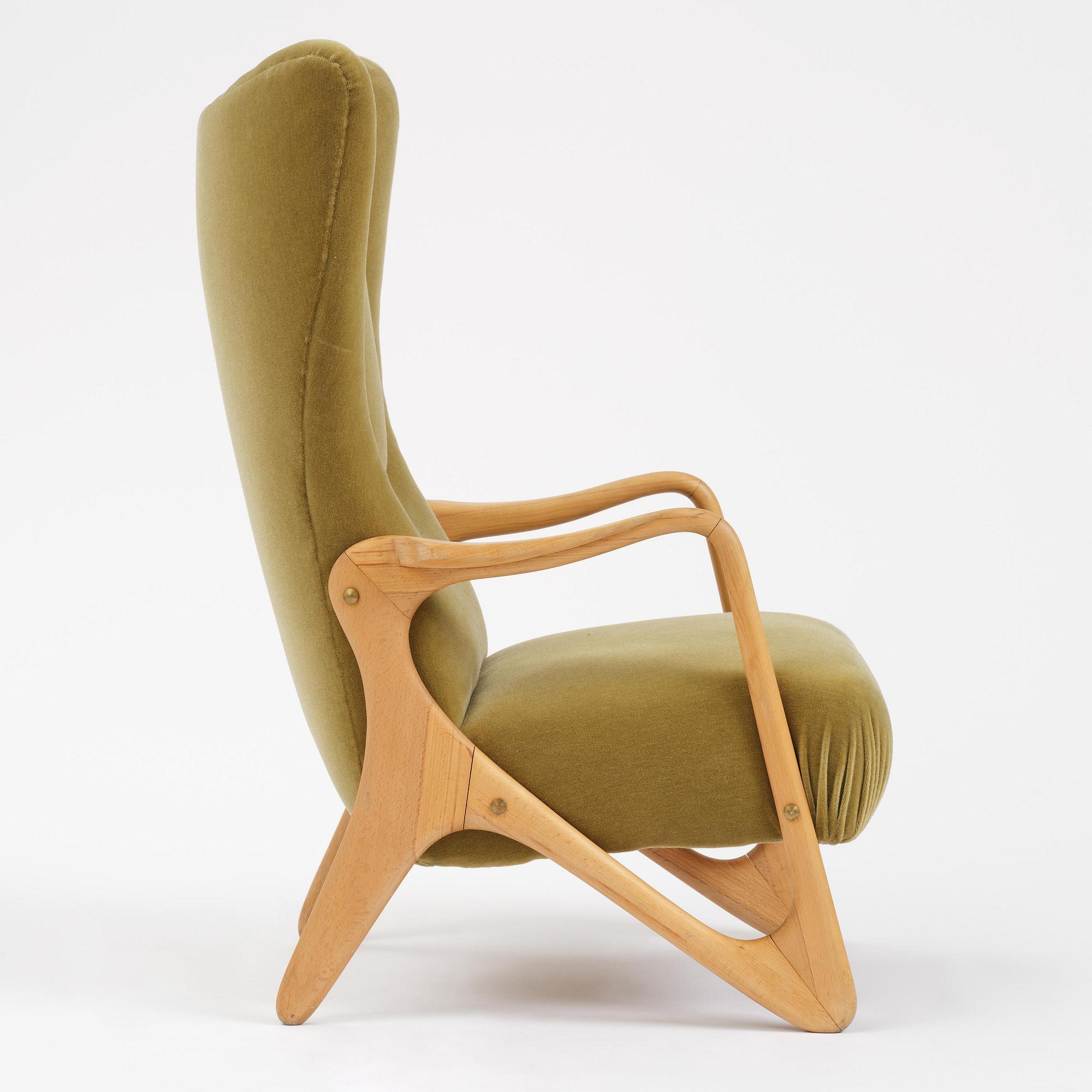 Jens Malling Pedersen, a rare "Pelican" high back easy chair, Dantos, Vejle, Denmark, 1950s.