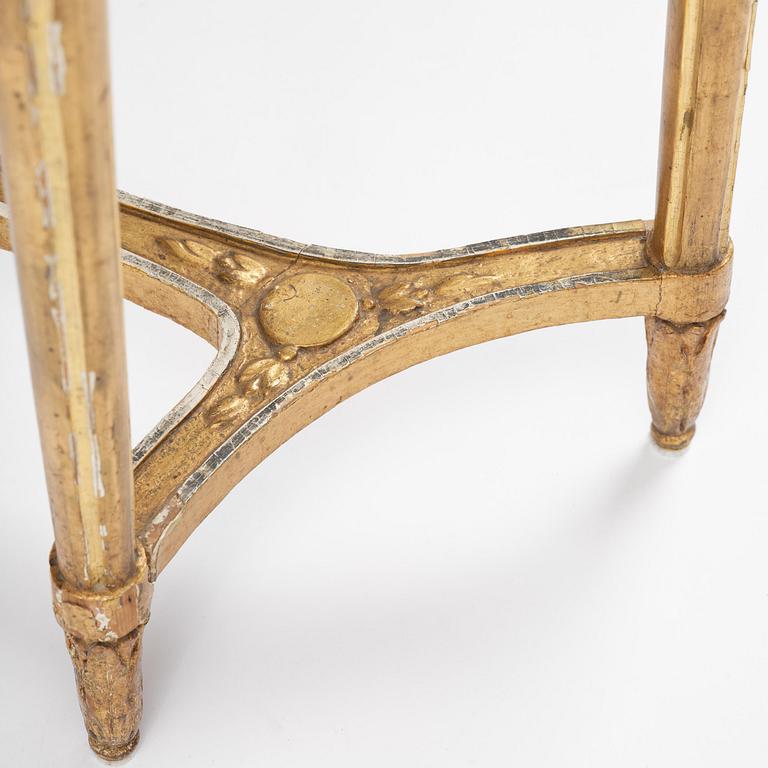 A Gustavian giltwood and marbled console table, Stockholm, late 18th century.