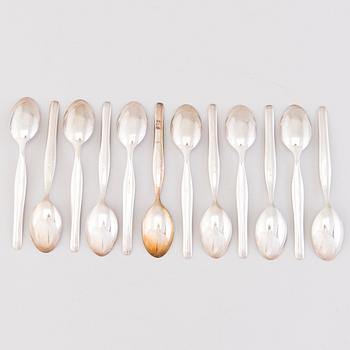 TAPIO WIRKKALA, A 57-piece set of 'Tapio' silver cutlery, Hopea-/Kultakeskus, Hämeenlinna, Finland 1961-76.