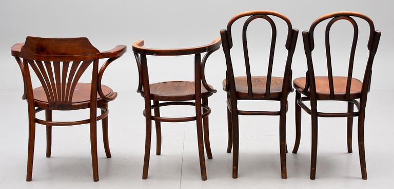 KARMSTOLAR, 2 st , STOLAR, 2 st samt PALL, bl a Thonet, 1900-talets första hälft.