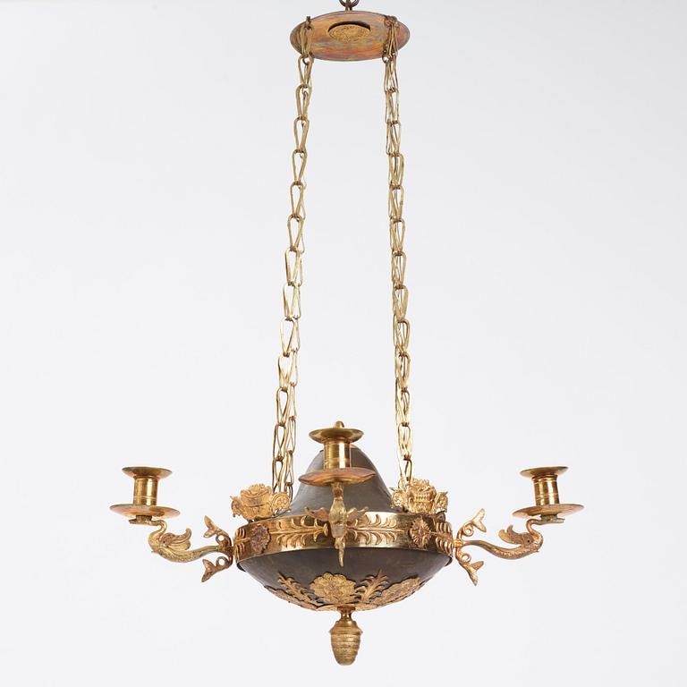Ampel, för fyra ljus, Sverige, 1800-talets första hälft, Empire.