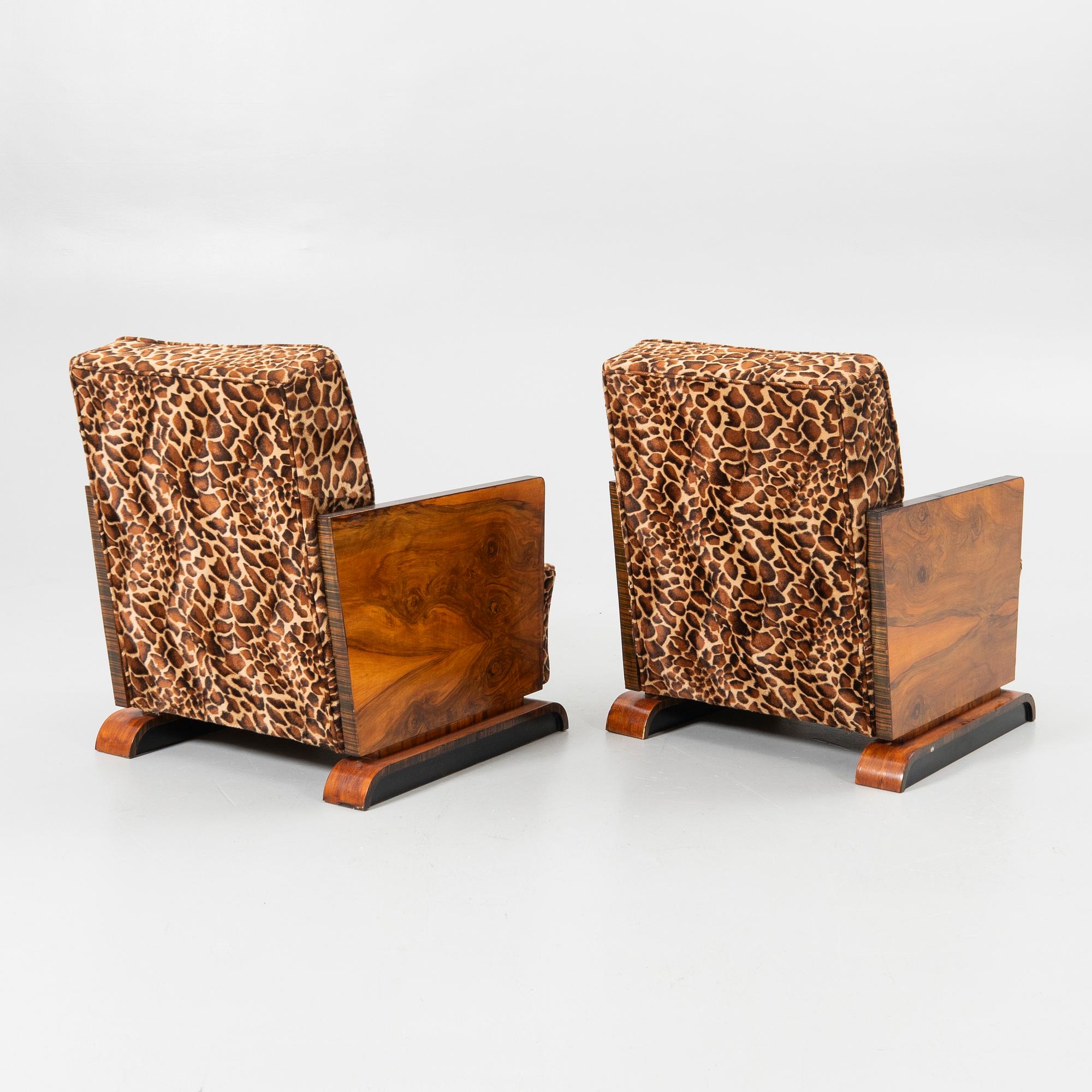 Armchairs, a pair, Art Deco style, 20th century.