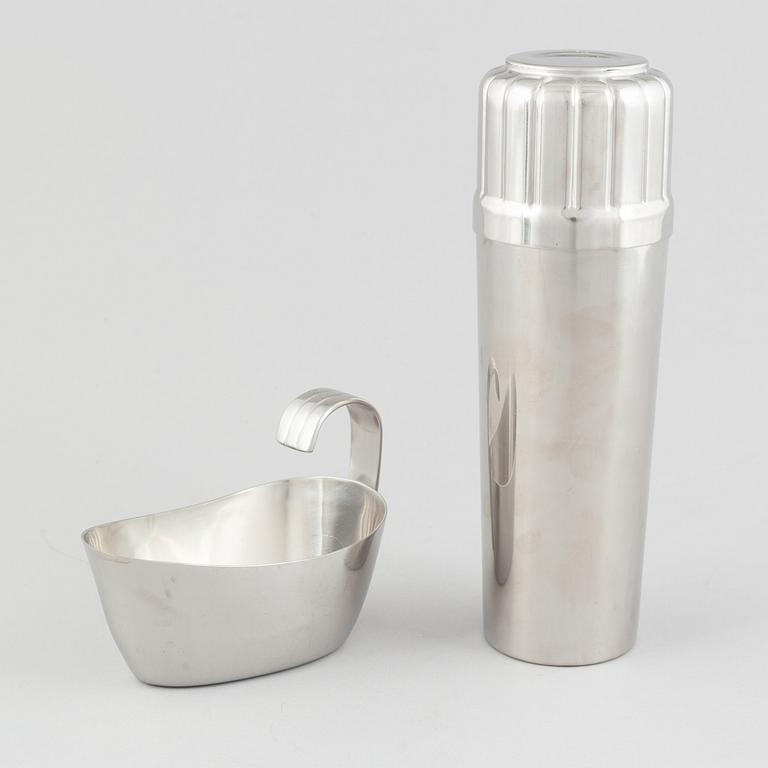 Folke Arström, besticksservis, 92 delar, samt bricka, såssnipa och shacker, rostfritt stål, "Thebe", Gense.