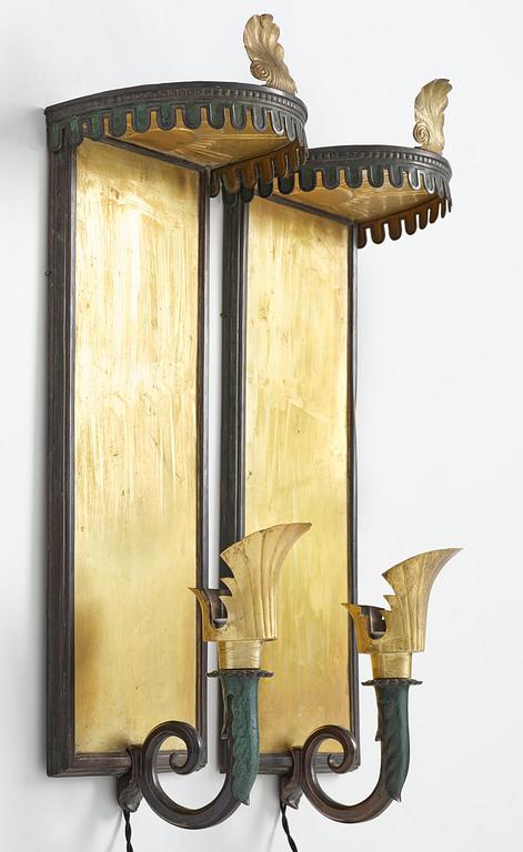 A pair of Swedish Grace wall lamps, 1920s-30s.