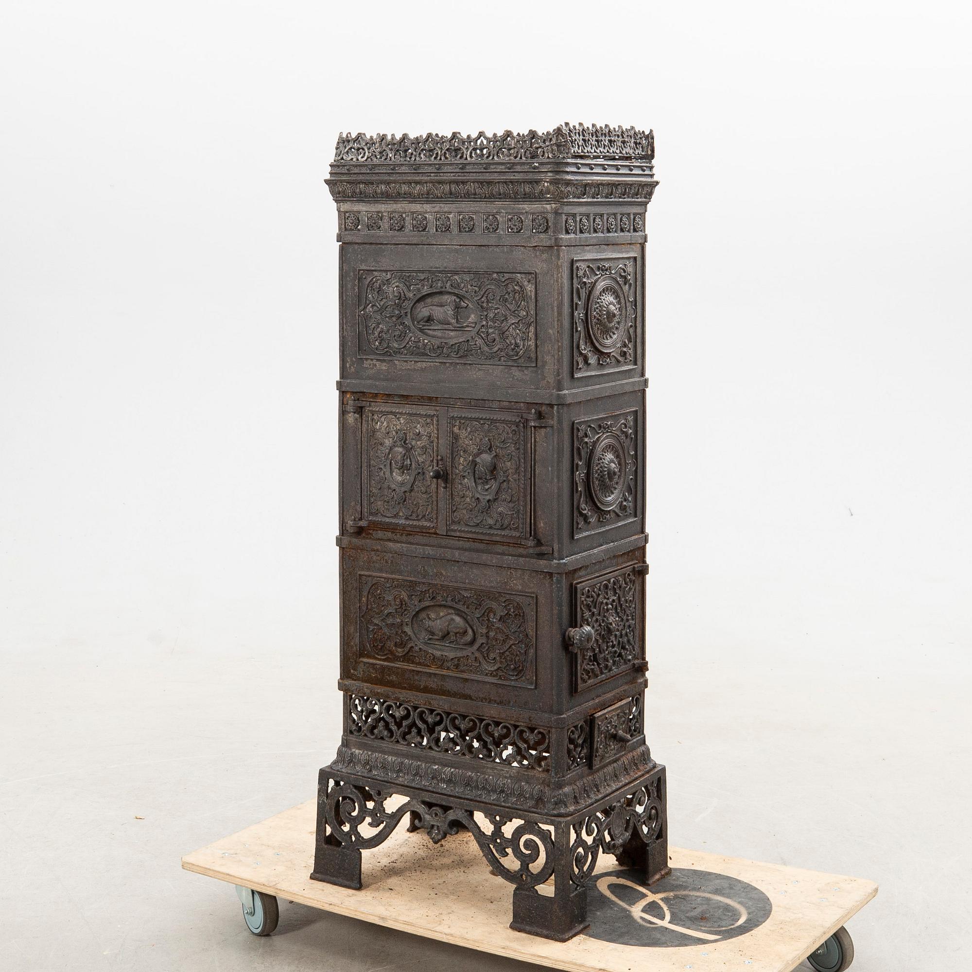 Fireplace, Central Europe, cast iron, circa 1900.