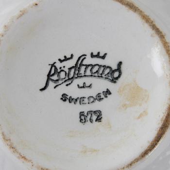 KAFFEKOPPAR med FAT, 6 st, porslin, "Blå Eld", Hertha Bengtsson, Rörstrand.
