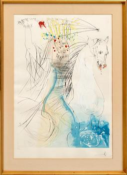 Salvador Dalí, dry needle engraving with hand coloring signed and numbered 277/450.