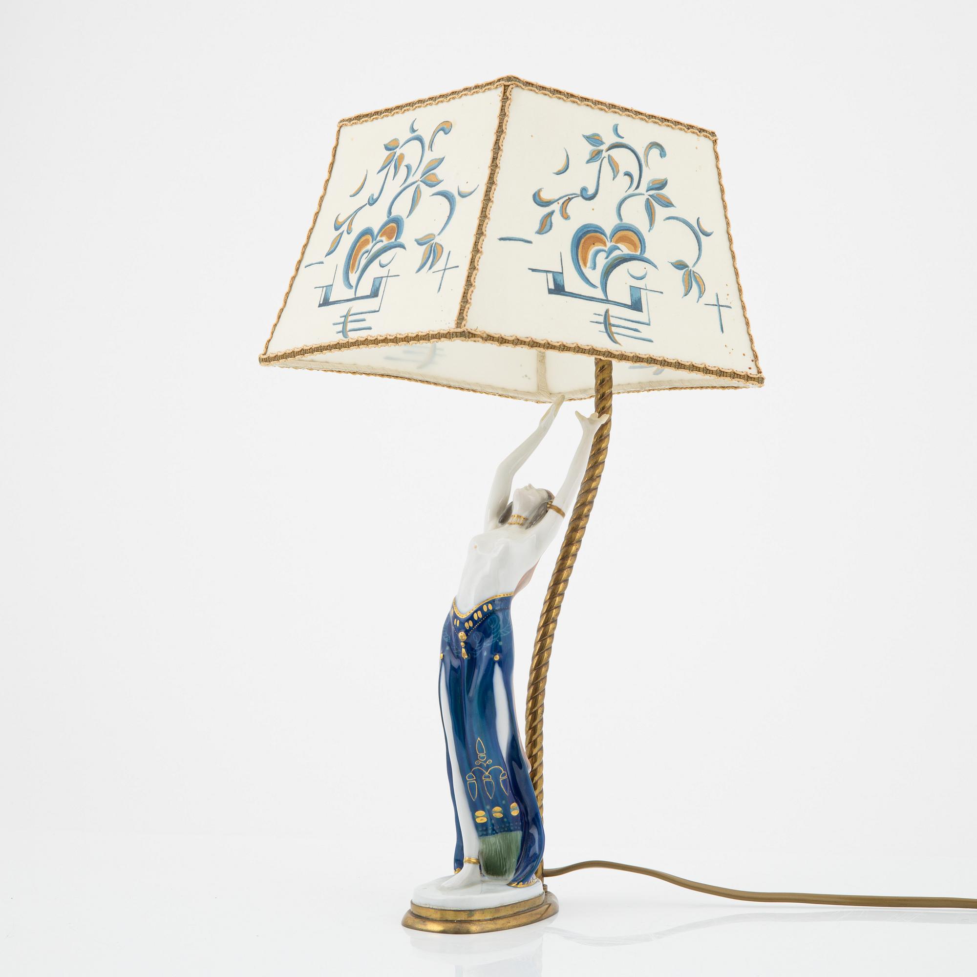 Bordslampa, porslin, 1920-30-tal.