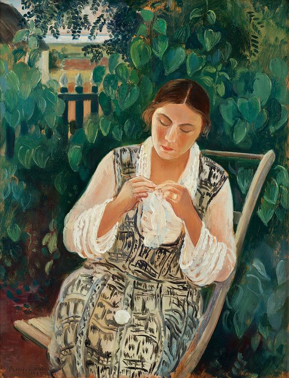 Arthur Percy, Woman with embroidery.