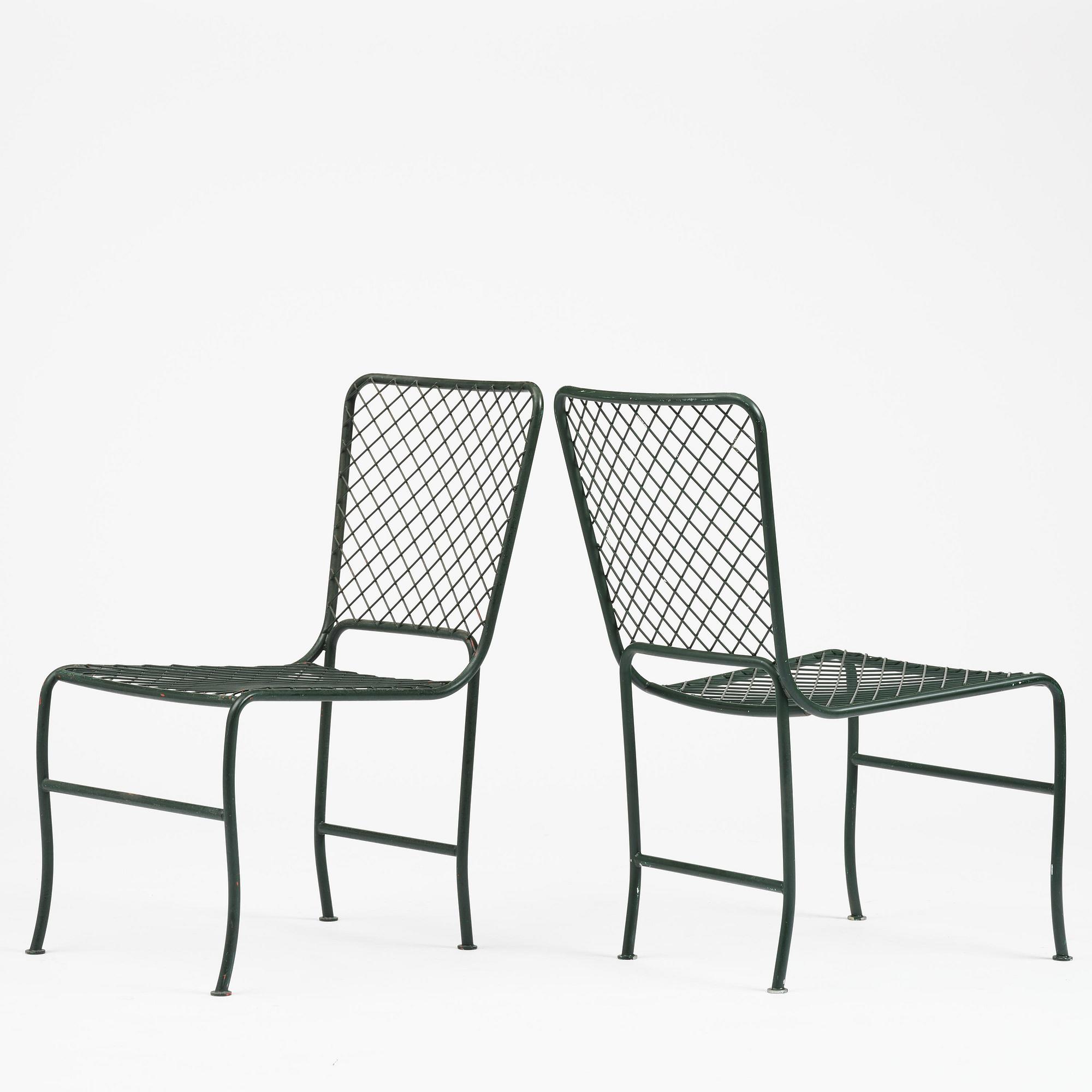 Josef Frank, trädgårdsstolar, nio stycken, modell 591, Firma Svenskt Tenn.