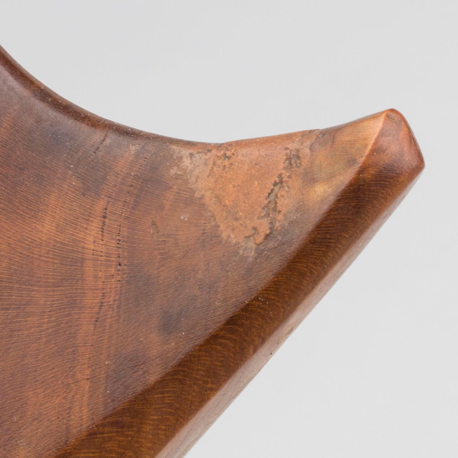 GIUSEPPE CARLI, a signed and dated venetian walnut forcola, rowlock, 1965.