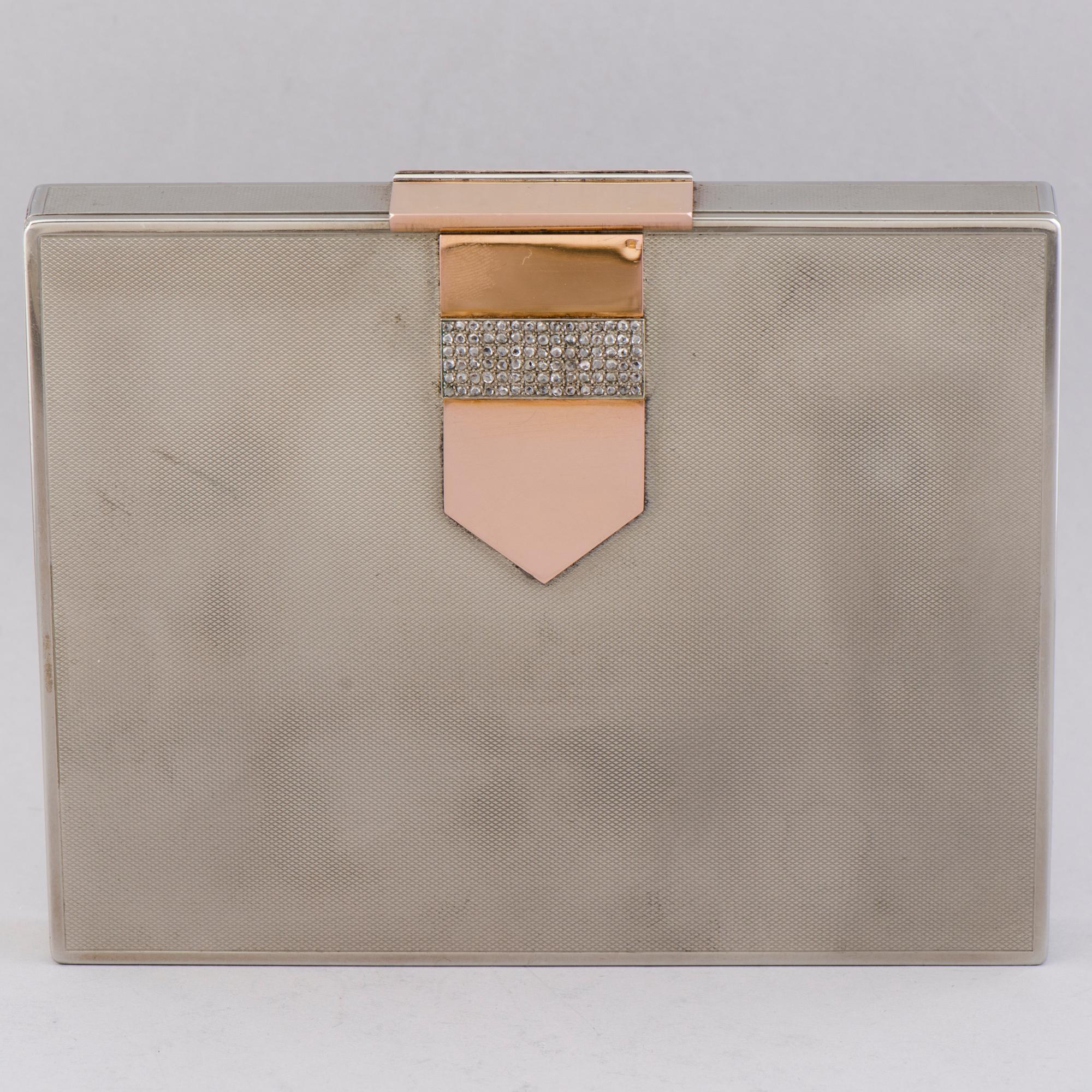 MAKE-UP VÄSKA, vitmetall, 18K guld, rosenslipade diamanter. Van Cleef & Arpels, Paris 1930-tal.