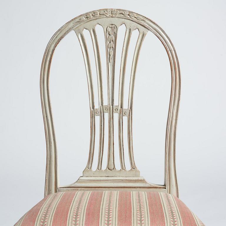 Stolar, fem stycken av Carl Johan Wadström (mästare i Stockholm 1788-1816), Gustavianska.