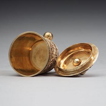 A Swedish 17th century parcel-gilt filigree-beaker and cover, unmarked.