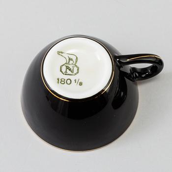 MOCCAKOPPAR / ESPRESSOKOPPAR med FAT, 6 st, Porcelain Fabriken Norden, Köpenhamn, 1900-tal.