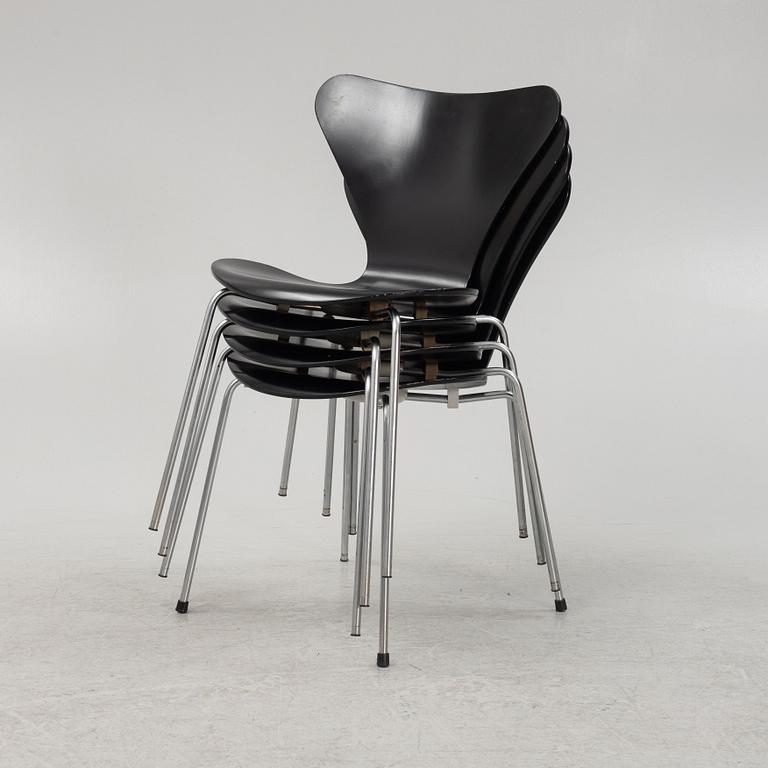 Arne Jacobsen, stolar, 4 st, "Sjuan", Fritz Hansen, Danmark,