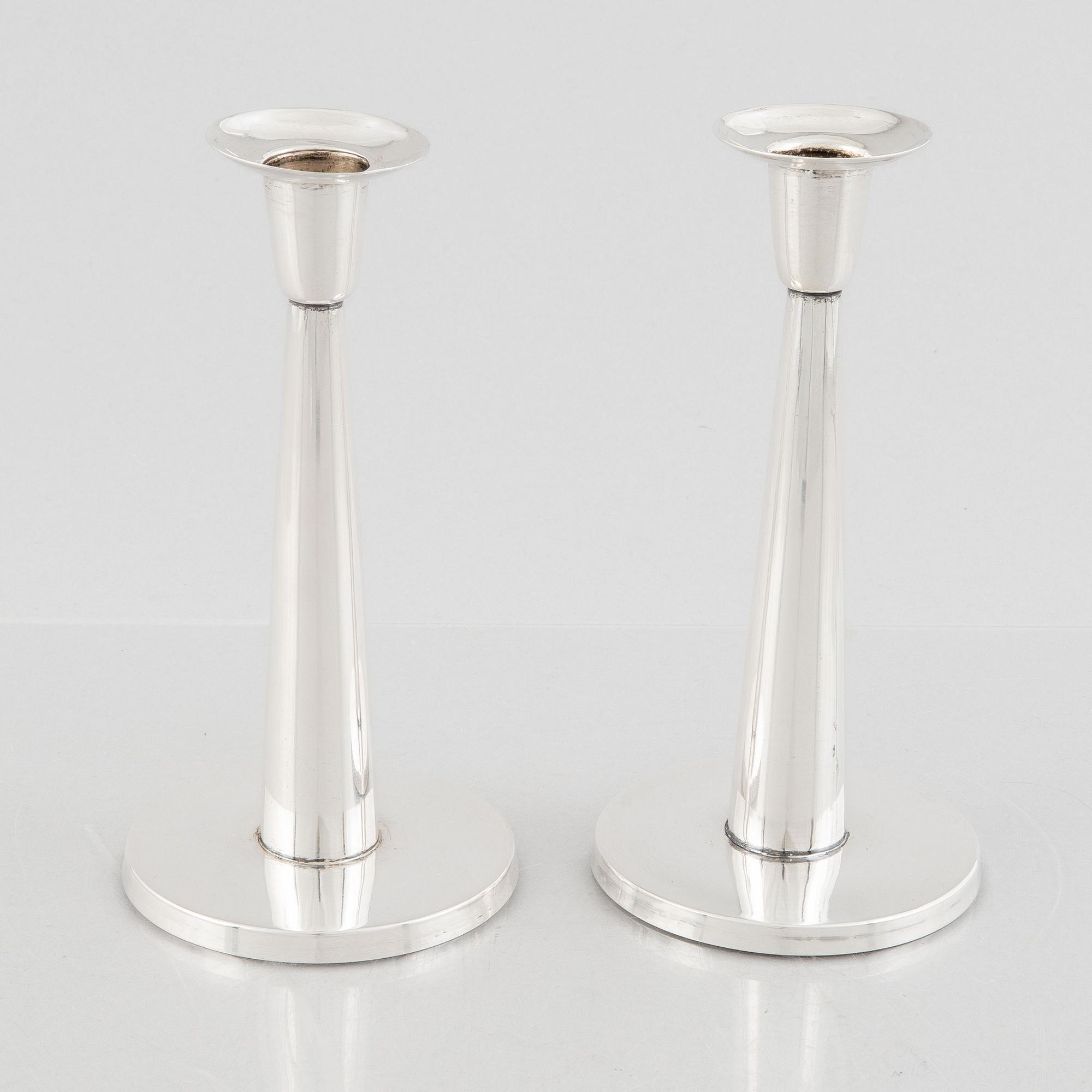 Rey Urban, a pair of candlesticks, sterling silver, Stockholm 1958.