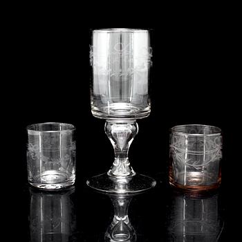 GLAS, 14 st, "Antik", Reijmyre Glasbruk.