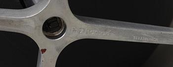 An Arne Jacobsen black leather 'Egg' chair, Fritz Hansen, Denmark 2007.