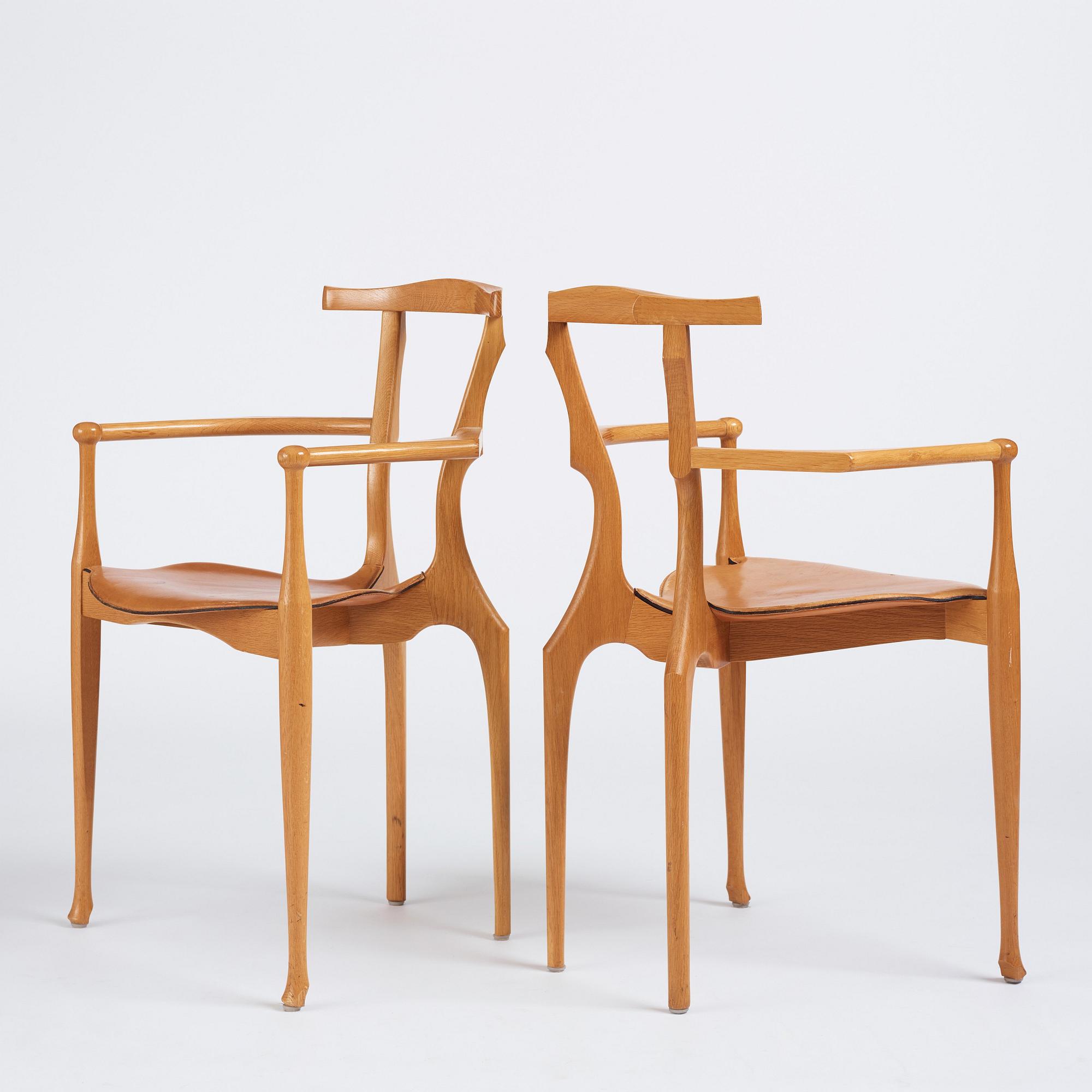 Oscar Tusquets Blanca, a set of 8 oak chairs, "The Gaulino Chair", Carlos Jane, Spain, first edition ca 1987-1988.