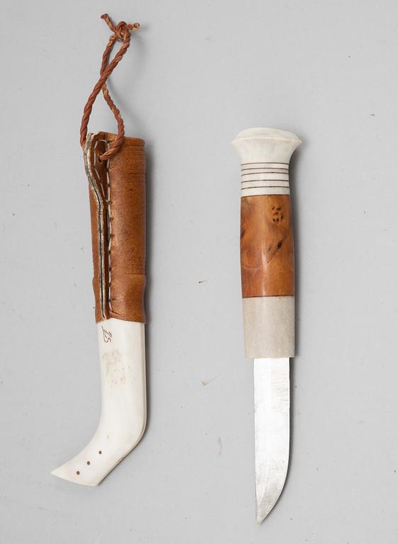 Lennart Samelin, a Sami reindeer horn knife, signed.