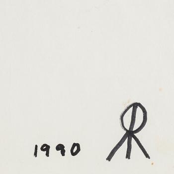 ROGER RISBERG, färgkrita och tusch på papper, signerad Roger Risberg med monogram samt daterad 1990.