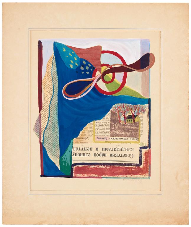 CO Hultén, gouache med collage, signed and dated December 1939.