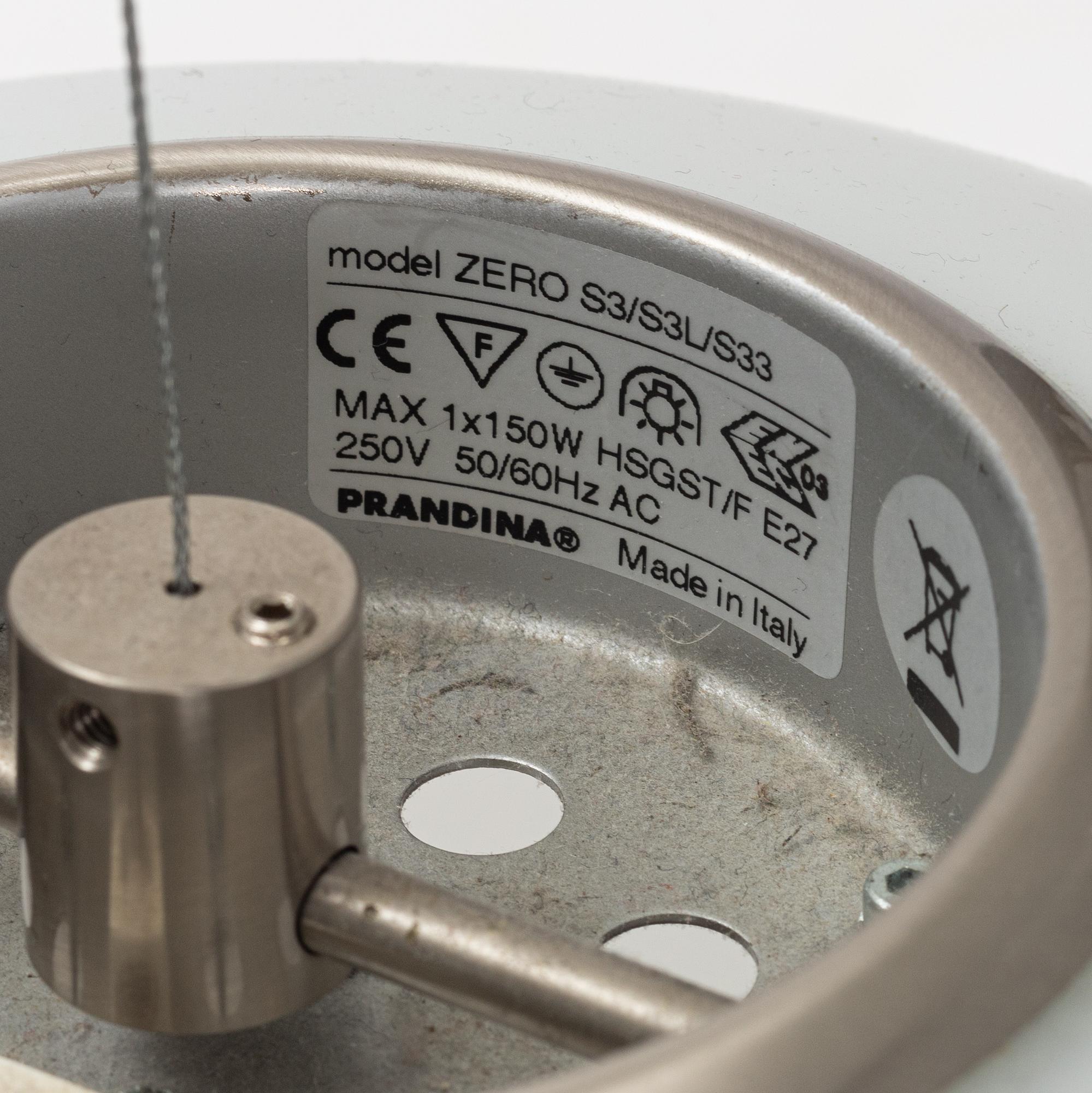 Mario Mengotti, a "Zero S3" ceiling lamp, Prandina, Italy.