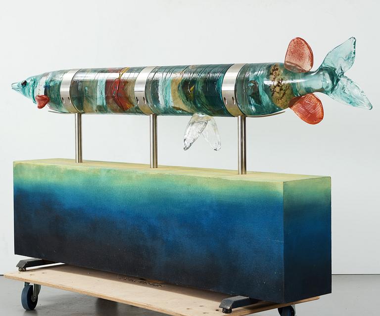 A Kjell Engman glass part sculpture group, Kosta Boda, Sweden 1997.