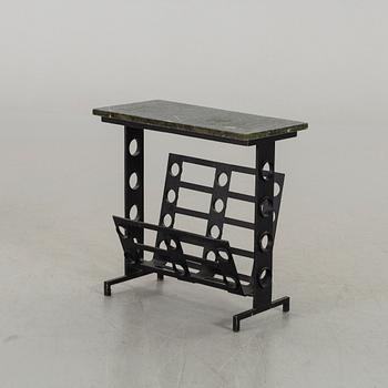 A SMALL SIDE TABLE WITH MAGAZINE RACK, second half of 20th century.