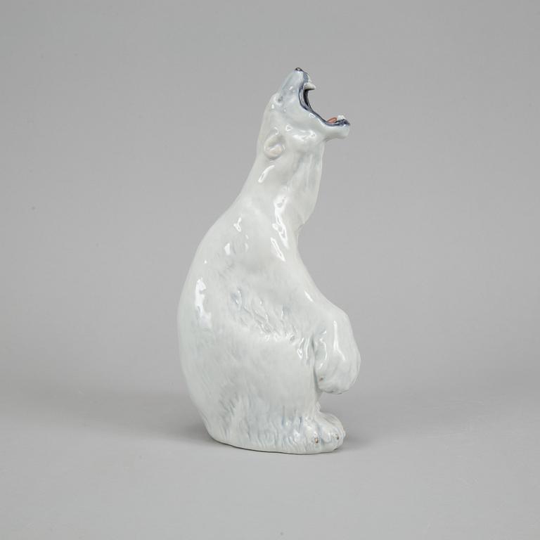 Royal Copenhagen, a 502 porcelain polar bear, Denmark, 1985-91.