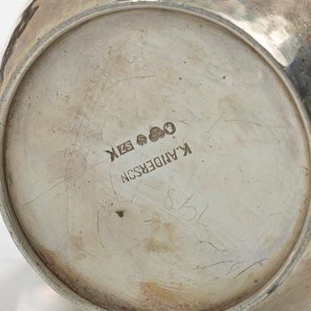 Kaffeservis, 3 delar, silver, K. Andersson, 1920, samt bricka, Carlson K & E, 1955.