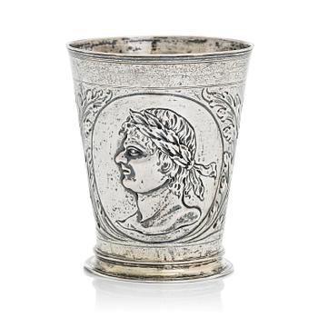 A silver beaker, mark of Cornelius Poppe, Augsburg, Germany, ca. year 1700.