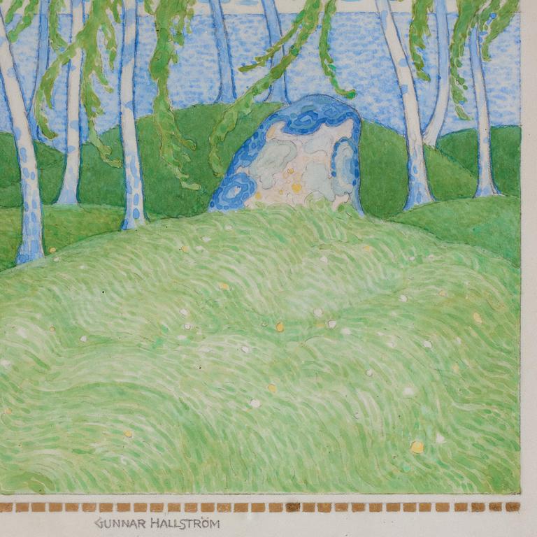 Gunnar Hallström, Sunlit birch grove.