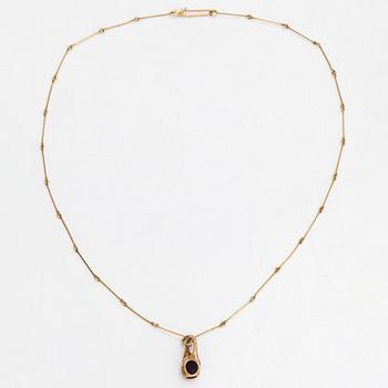 Björn Weckström, halsband, "Renklockan", 14K guld och ametist, Lapponia 1974.