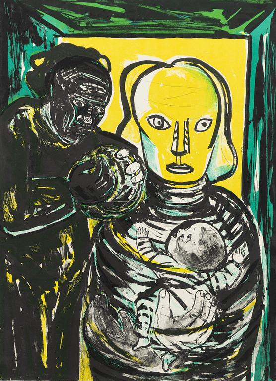 Lena Cronqvist, färglitografi ut ett drömspel, ramad.