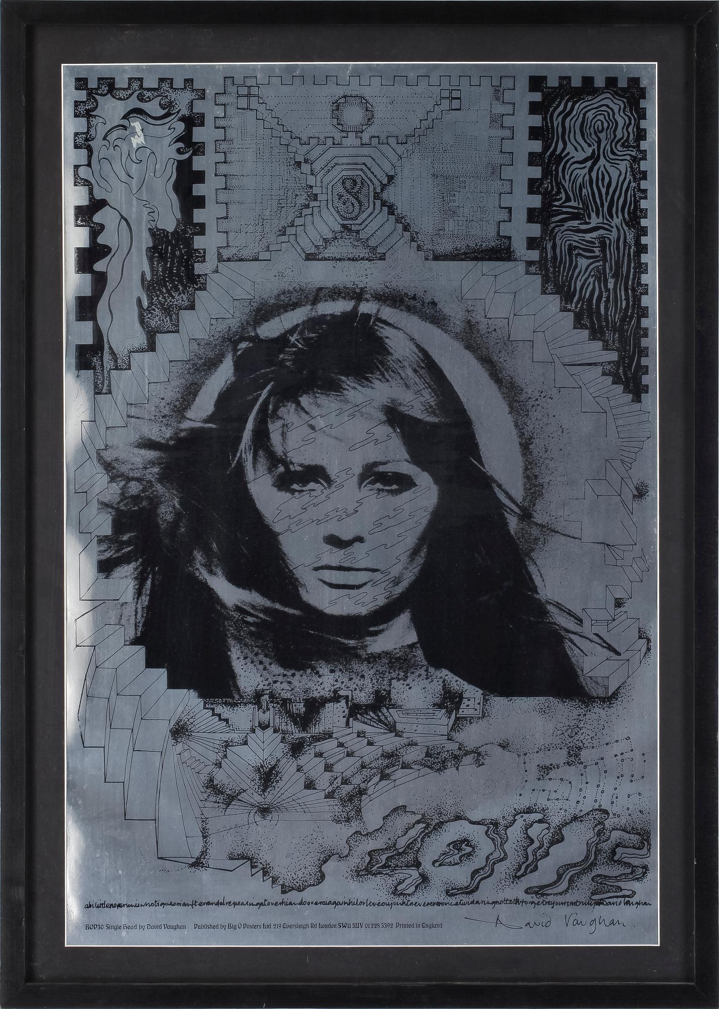 DAVID VAUGHAN, screentryck på silverfärgat papper, tryckt av Big O Posters Ltd, signerad.