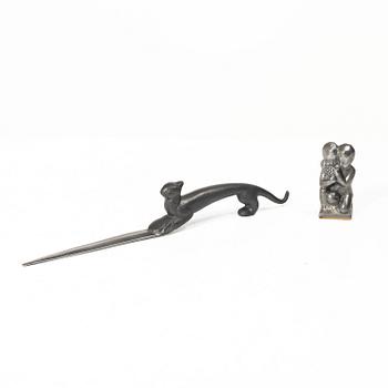 Firma Svenskt Tenn, A pewter paper knife and seal stamp.