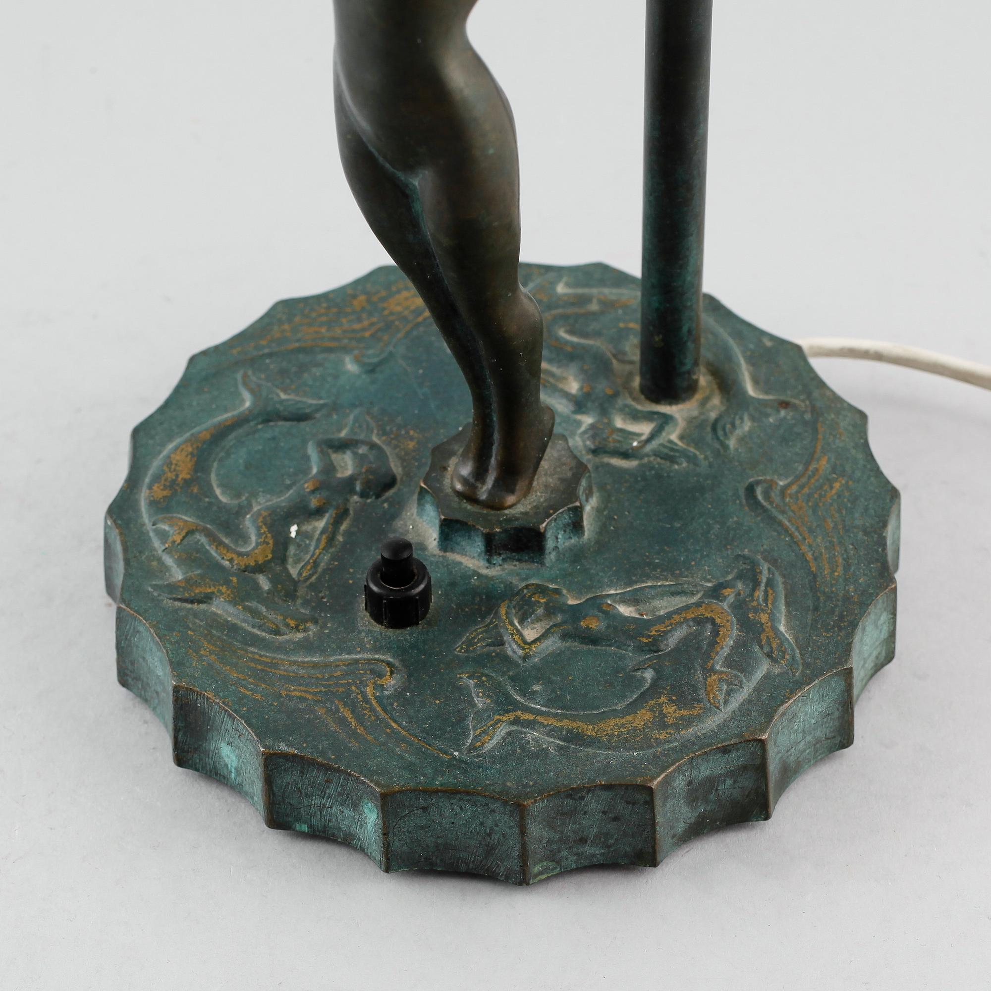 BORDSLAMPA, brons, art déco, 1920-tal.