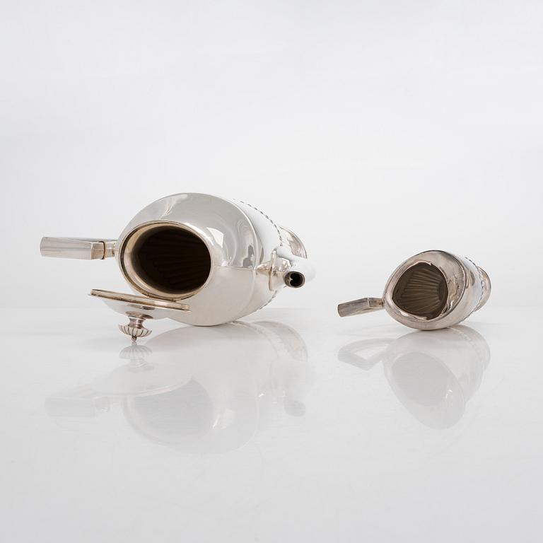 A three-piece silver coffee set, Germany 20th century, Finnish control marks stamped in 1966.